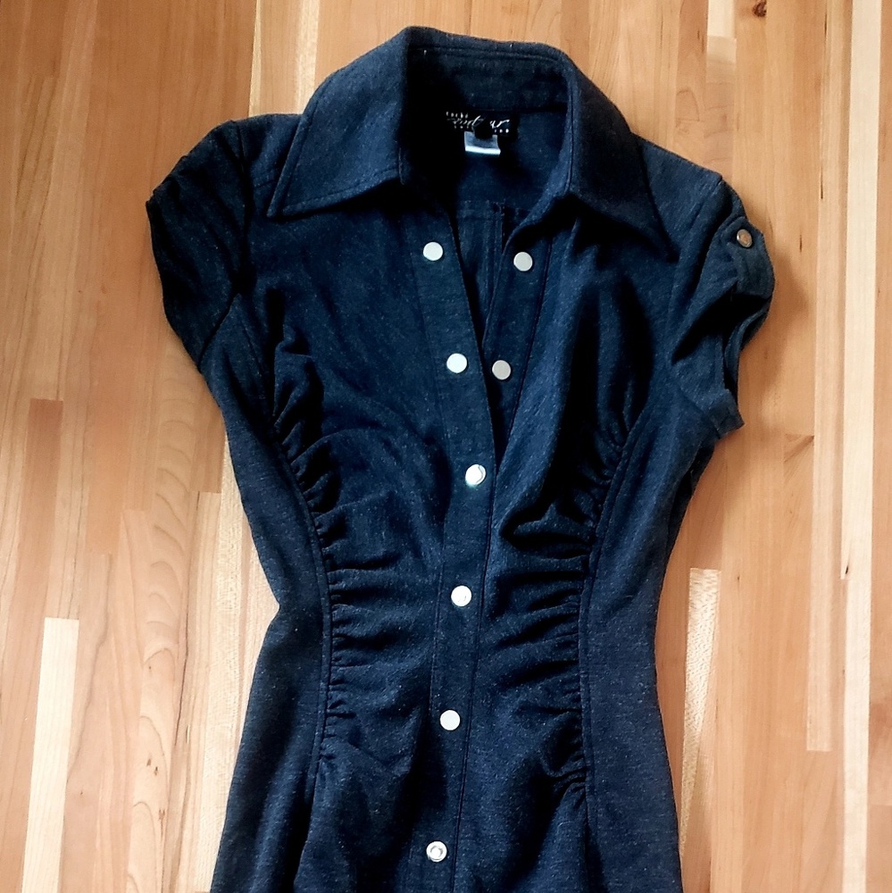 Dark grey midi body contour dress